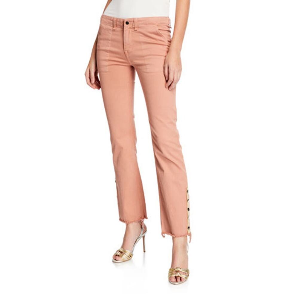 Veronica Beard  Jeans Gisela Straight Leg Ankle Pants Dusty Rose Snap Vent 26